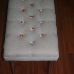 custom button bench with diamond tufting and Texian legs custom button bench with diamond tufting and Texian legs