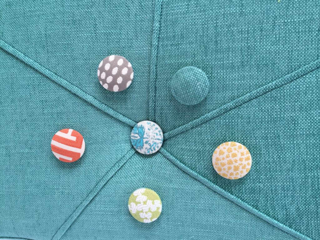 fabric buttons on an ottoman