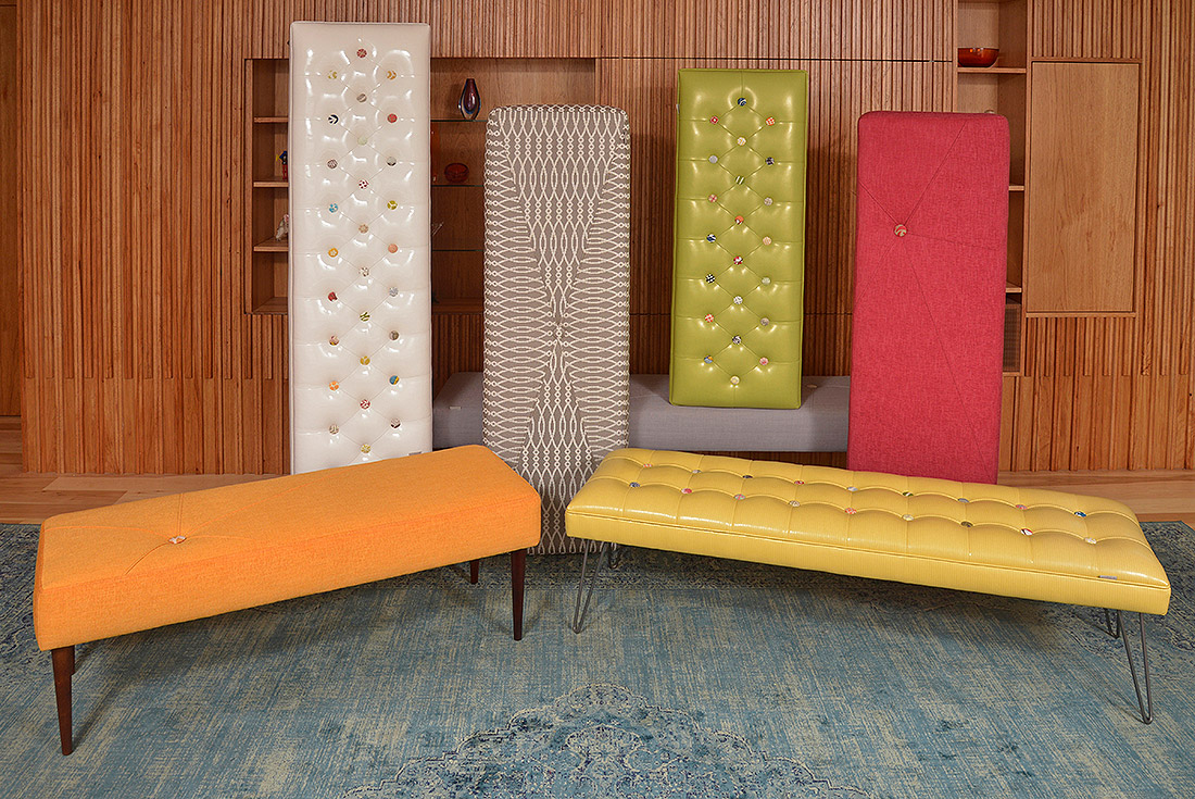 Tufted benches mid century style
